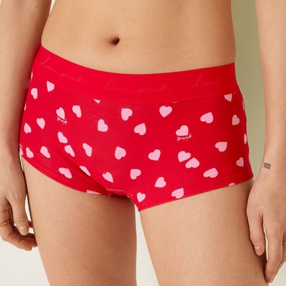 Hearts VS PINK LOGO Boyshort Underwear Valentine's Day Holiday Panties Heart NWT - Picture 2 of 11